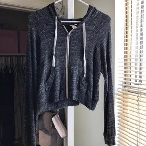 Mossimo cropped black zip up hoodie size M